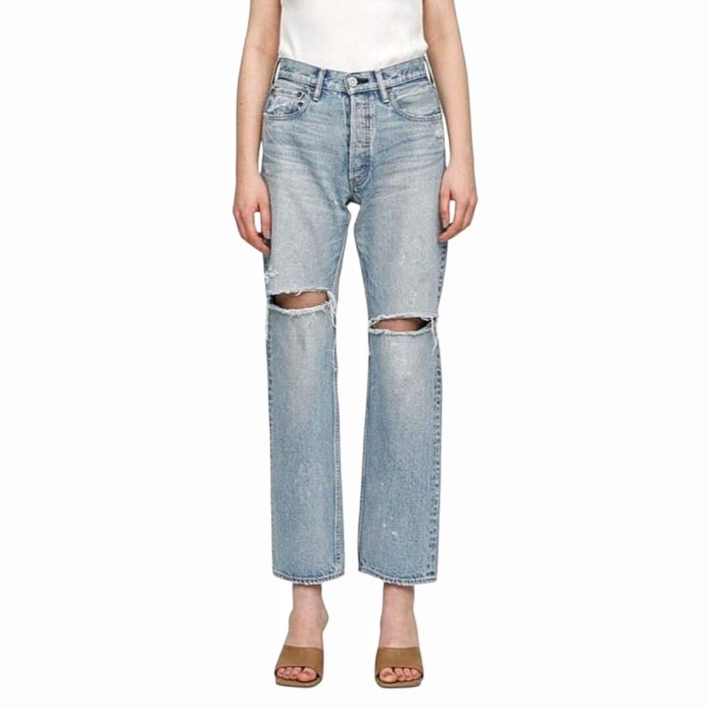 Moussy Vintage Teaneck Straight Leg‎ Jeans Size 26 Ripped Knee